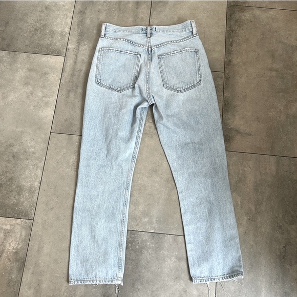 AGOLDE Riley high rise straight crop light wash distressed jeans size 26 - Picture 3 of 6